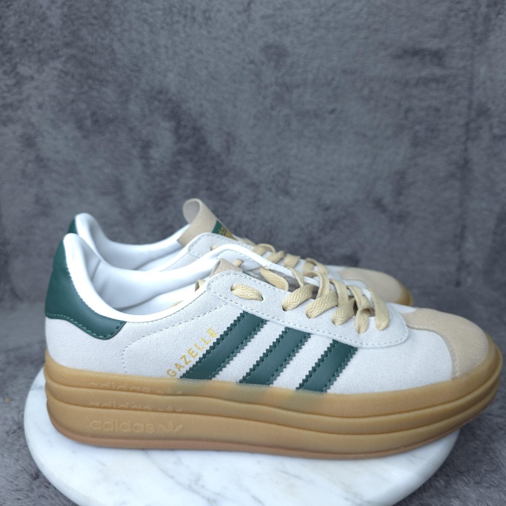 Adidas Gazelle Bold Shoes Womens Size 7.5 Beige Suede Gum Platform Sneakers
